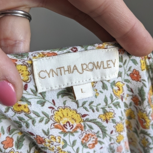 CYNTHIA Rowley Floral Oversized Calico Floral Ruffle Top L Cottagecore - Picture 3 of 11